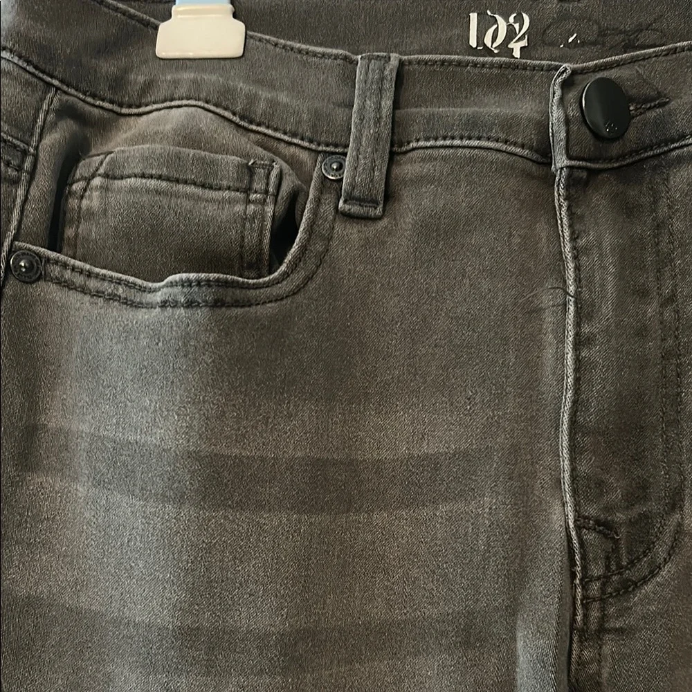 Gray Straight-Leg Jeans with Worn-In Look
